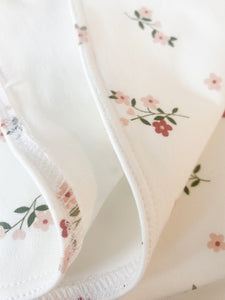 White Floral Organic double layered Jersey Baby Blanket