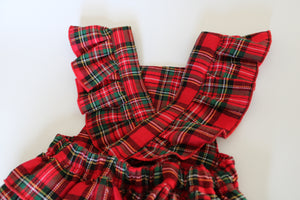 Red Tartan Ruffle Romper