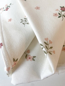 White Floral Organic double layered Jersey Baby Blanket