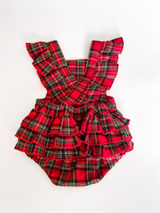 Red Tartan Ruffle Romper