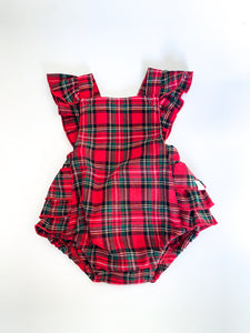 Red Tartan Ruffle Romper