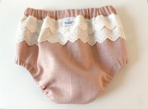 Dusky Pink Lace Linen Bloomers