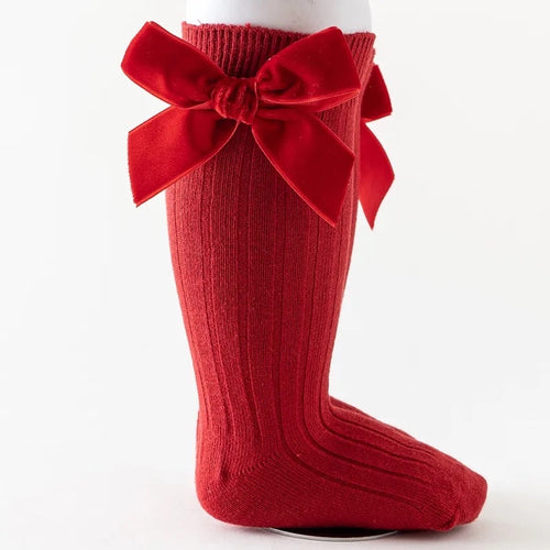 Red Velvet Bow Socks