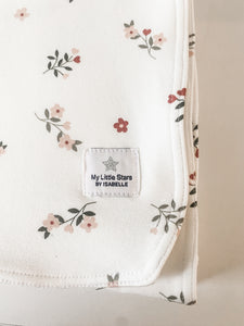 White Floral Organic double layered Jersey Baby Blanket