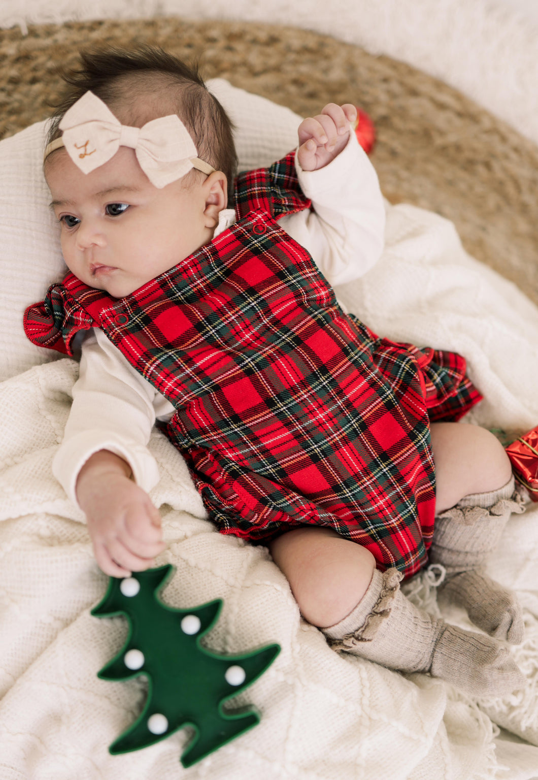 Red Tartan Ruffle Romper