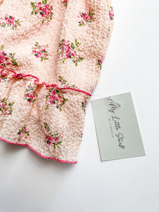 Pink Floral Seersucker Frilly Skirt
