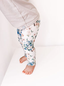 Blue Peachy Floral Leggings