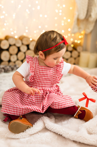 Red Gingham Frilly Pinafore Dress