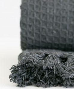 Waffle Recycled Cotton Throw in Charcoal - Medium