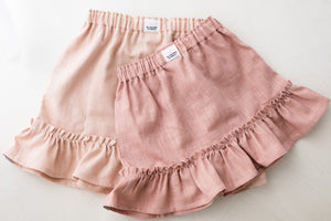 Aurora Linen Frilly Skirt - Dusky Pink