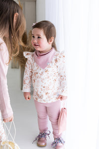 Dusty Rose Hydrangea Ruffle Shoulders Top