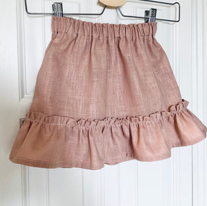 Aurora Linen Frilly Skirt - Dusky Pink