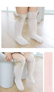 Beige Knee Bow Socks