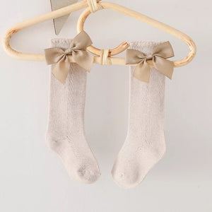 Beige Knee Bow Socks