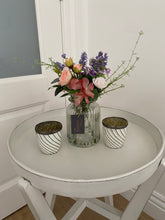 Faux Floral Arrangement in Clear Textured Glass Vase