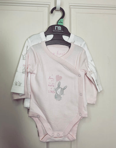 Pink Cute Bunnies Baby Bodysuits 2Pk