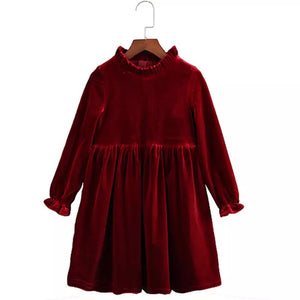 "ELLE" Velvet Dress - Red