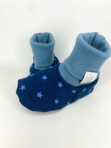 Baby Booties - Dove Blue & Navy Blue Stars