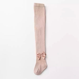 Bow Tights - Pale Dusky Pink