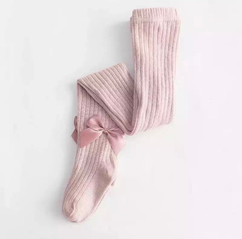 Bow Tights - Pale Dusky Pink