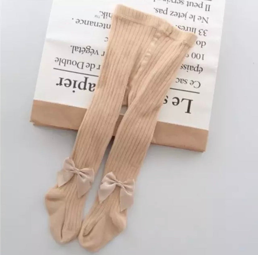 Bow Tights - Beige Sand