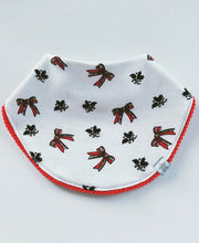 Christmas Bows Pom Pom Round Dribble Bib
