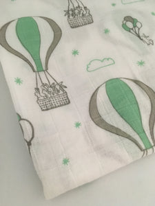 Large Muslin/ Swaddle Blanket - Hot Air Balloon