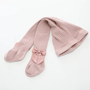 Bow Tights - Pale Dusky Pink