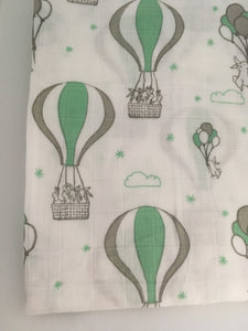 Large Muslin/ Swaddle Blanket - Hot Air Balloon