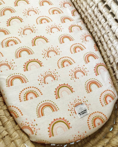 Moses Basket Fitted Sheet - Boho Rainbow Ivory