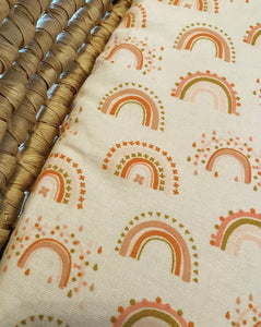 Moses Basket Fitted Sheet - Boho Rainbow Ivory