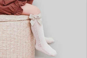 Beige Knee Bow Socks