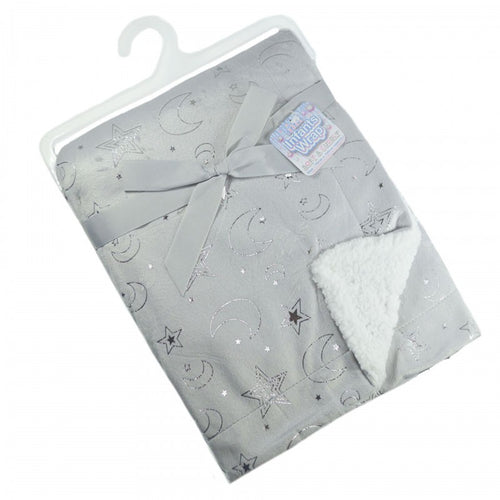 Moon & Stars Fleece Blanket - Grey